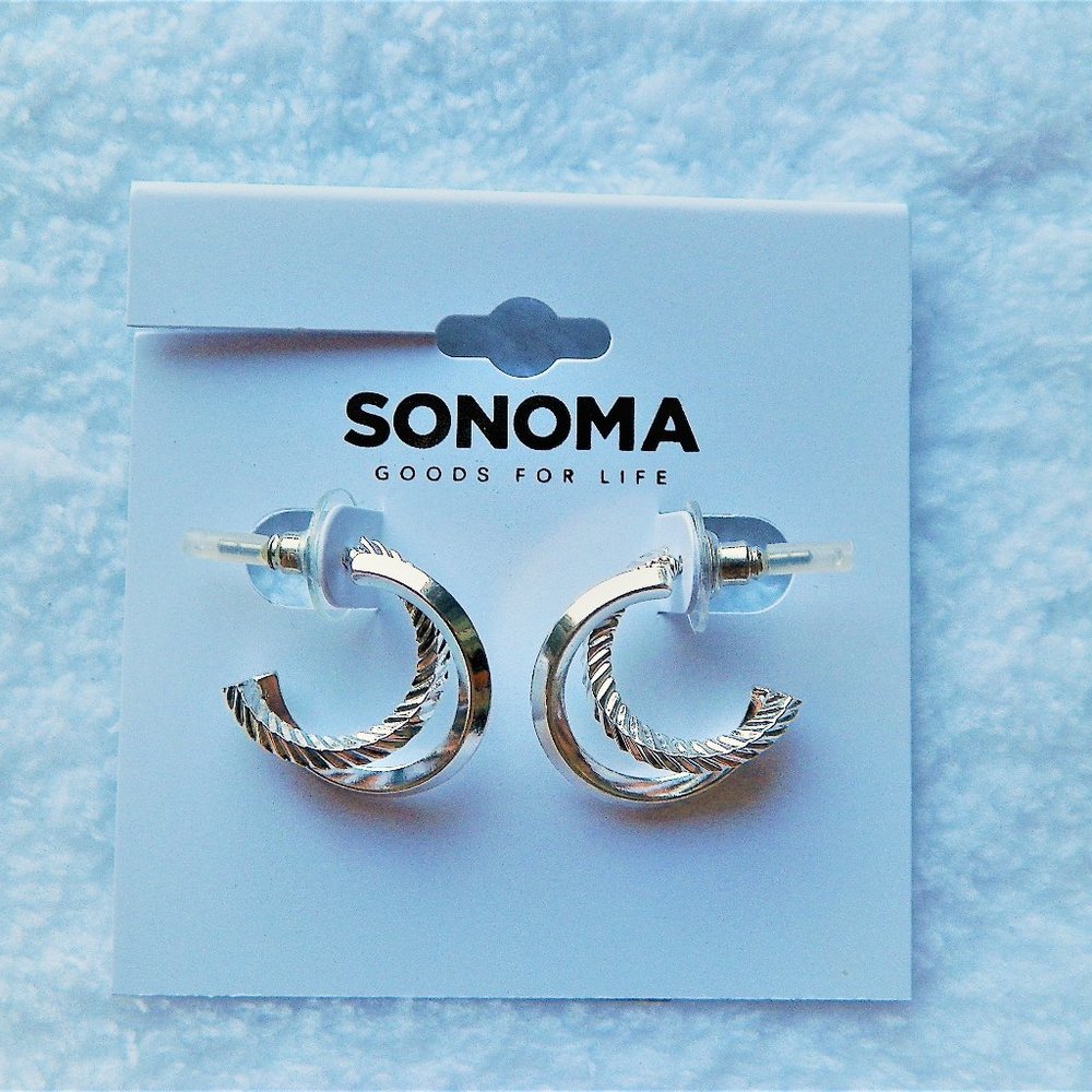 Sonoma Layered C-Hoop Silver Tone Earrings